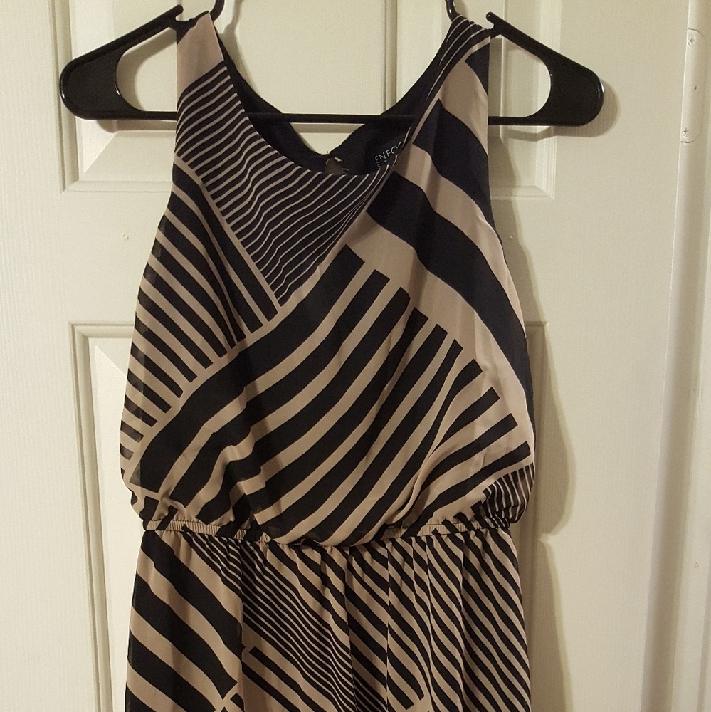 Black and tan high low dress